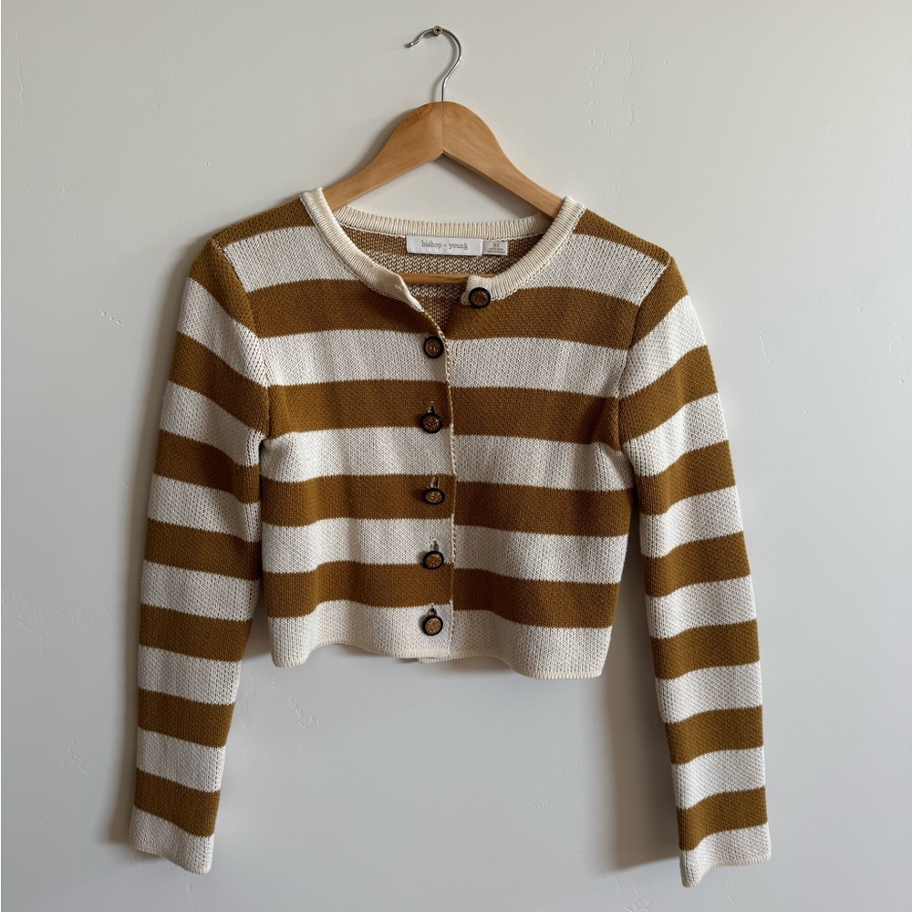 Bishop + Young Brown and Cream Button-Up Cardigan
